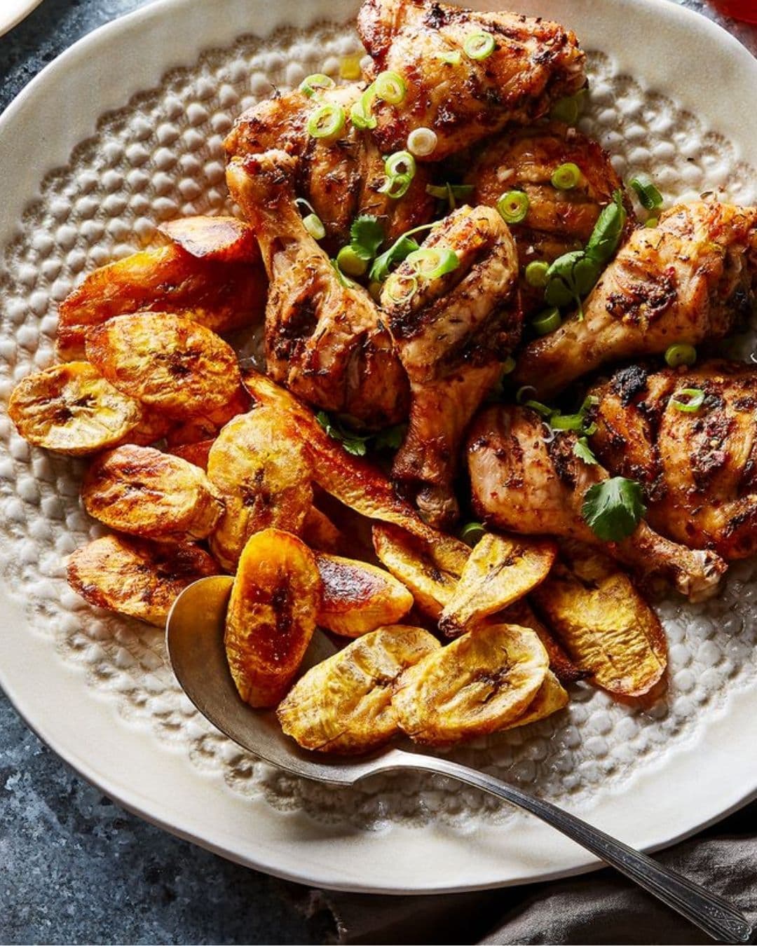 Suya-spiced chicken & plantain bake