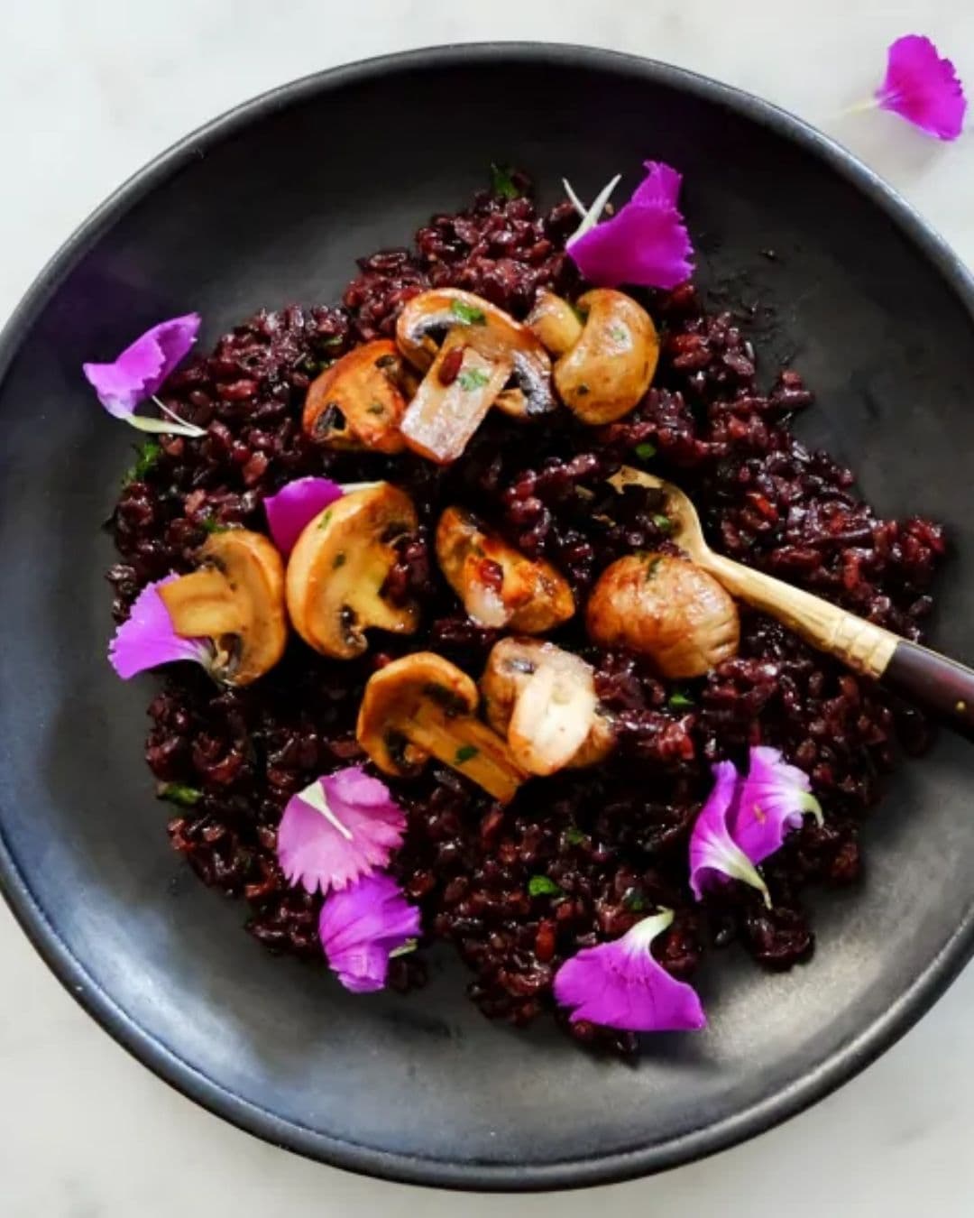 Black Risotto with Mushrooms